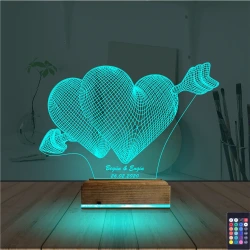 Kalp Sevgiliye Hediye Kişiye Özel 3D Lamba - Masa Gece Lambası