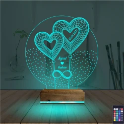Kalp Sevgiliye Hediye Kişiye Özel 3D Lamba - Masa Gece Lambası
