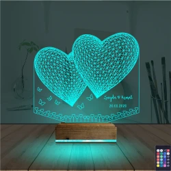 Kalp Sevgiliye Hediye Kişiye Özel 3D Lamba - Masa Gece Lambası