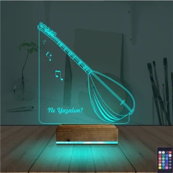 Saz Müzik Nota Kişiye Özel 3D Lamba - Masa Gece Lambası Saz Müzik Nota Kişiye Özel 3D Lamba - Masa Gece Lambası