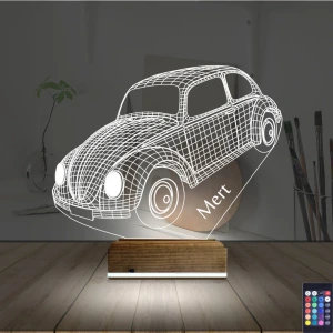 Araba Vosvos Kişiye Özel 3D Lamba - Masa Gece Lambası Araba Vosvos Kişiye Özel 3D Lamba - Masa Gece Lambası