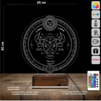 Astroloji Boğa Burcu Kişiye Özel 3D Lamba - Masa Gece Lambası