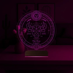 Astroloji Boğa Burcu Kişiye Özel 3D Lamba - Masa Gece Lambası