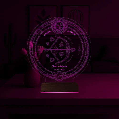 Astroloji Yay Burcu Kişiye Özel 3D Lamba - Masa Gece Lambası