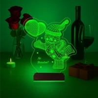Kardan Adam Yılbaşı Hediyesi Kişiye Özel 3D Lamba - Masa Gece Lambası
