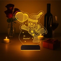 Kardan Adam Yılbaşı Hediyesi Kişiye Özel 3D Lamba - Masa Gece Lambası
