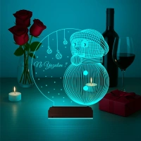 Kardan Adam Yılbaşı Hediyesi Kişiye Özel 3D Lamba - Masa Gece Lambası