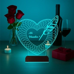 Kalp Sevgiliye Hediye Kişiye Özel 3D Lamba - Masa Gece Lambası