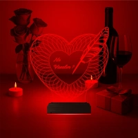 Kalp Sevgiliye Hediye Kişiye Özel 3D Lamba - Masa Gece Lambası