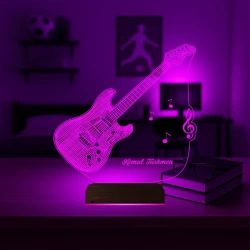 Elktro Gitar Müzisyen Hediye Kişiye Özel 3D Lamba - Masa Gece Lambası Elktro Gitar Müzisyen Hediye Kişiye Özel 3D Lamba - Masa Gece Lambası