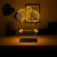 Doğum Günü Balon Kutlama Kişiye Özel 3D Lamba - Masa Gece Lambası