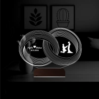 Alyans Yüzük Yıldönümü Kişiye Özel 3D Lamba - Masa Gece Lambası