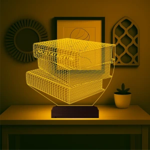 Öğretmene Hediye Kitap Kişiye Özel 3D Lamba - Masa Gece Lambası Öğretmene Hediye Kitap Kişiye Özel 3D Lamba - Masa Gece Lambası