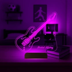 Elektro Gitar Gitarist Kişiye Özel 3D Lamba - Masa Gece Lambası Elektro Gitar Gitarist Kişiye Özel 3D Lamba - Masa Gece Lambası