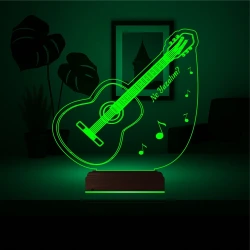 Klasik Gitar Gitarist Kişiye Özel 3D Lamba - Masa Gece Lambası