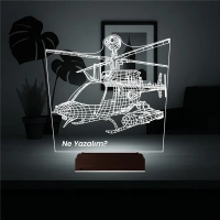 Helikopter Pilot Asker Hediye Kişiye Özel 3D Lamba - Masa Gece Lambası Helikopter Pilot Asker Hediye Kişiye Özel 3D Lamba - Masa Gece Lambası