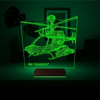 Helikopter Pilot Asker Hediye Kişiye Özel 3D Lamba - Masa Gece Lambası Helikopter Pilot Asker Hediye Kişiye Özel 3D Lamba - Masa Gece Lambası