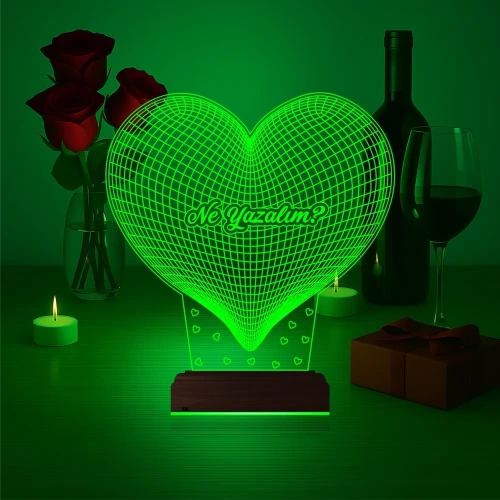 Kalp Sevgiliye Hediye Kişiye Özel 3D Lamba - Masa Gece Lambası