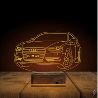 Audi Tasarım Kişiye Özel 3D Lamba - Masa Gece Lambası
