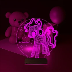 Ponny At Çocuk Odası Kişiye Özel 3D Lamba - Masa Gece Lambası