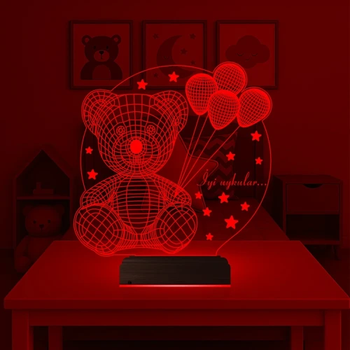 Ayıcık Hediye Balon Kişiye Özel 3D Lamba - Masa Gece Lambası