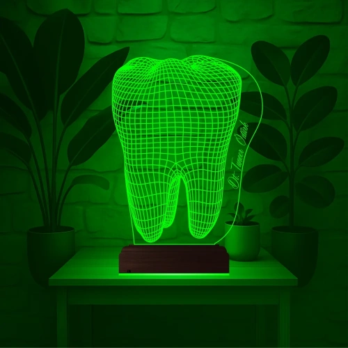Diş Hekimi Diş Doktoru Hediye Kişiye Özel 3D Lamba - Masa Gece Lambası