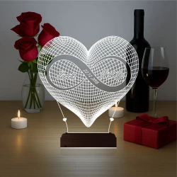 Kalp Sonsuzluk Sevgiliye Hediye Kişiye Özel 3D Lamba - Masa Gece Lambası Kalp Sonsuzluk Sevgiliye Hediye Kişiye Özel 3D Lamba - Masa Gece Lambası