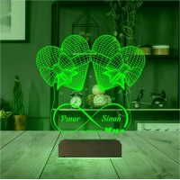 Fiyonk Kalp Sonsuzluk Sevgiliye Hediye Kişiye Özel 3D Lamba - Masa Gece Lambası