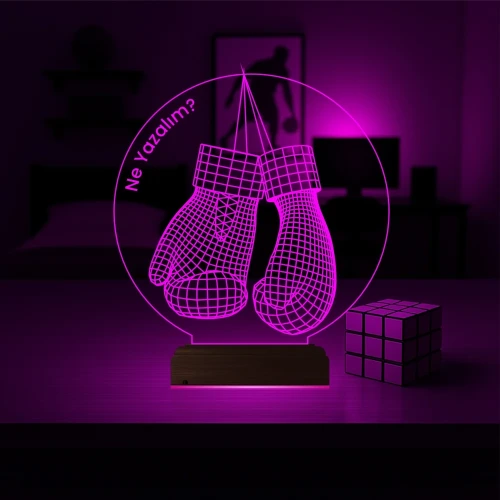 Box Boksör Boks Eldiveni Kişiye Özel 3D Lamba - Masa Gece Lambası