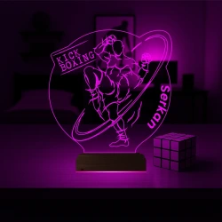 Kick Box Boksör Hediye Kişiye Özel 3D Lamba - Masa Gece Lambası