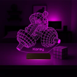 Vücut Geliştirme Dambıl Gym Kişiye Özel 3D Lamba - Masa Gece Lambası Vücut Geliştirme Dambıl Gym Kişiye Özel 3D Lamba - Masa Gece Lambası
