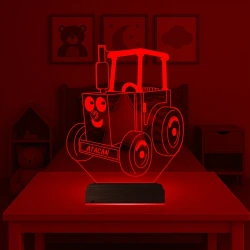 Çocuk Odası Traktör Tasarım Kişiye Özel 3D Lamba - Masa Gece Lambası