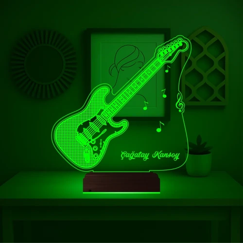 Elektro Gitar Gitarist Rock Müzik Kişiye Özel 3D Lamba - Masa Gece Lambası