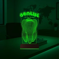 Diş Hekimi Diş Doktoru Hediye Dentist Kişiye Özel 3D Lamba - Masa Gece Lambası