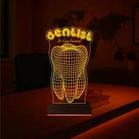 Diş Hekimi Diş Doktoru Hediye Dentist Kişiye Özel 3D Lamba - Masa Gece Lambası