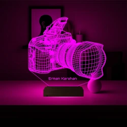 Fotoğraf Makinesi Fotoğrafçı Hediye Kişiye Özel 3D Lamba - Masa Gece Lambası Fotoğraf Makinesi Fotoğrafçı Hediye Kişiye Özel 3D Lamba - Masa Gece Lambası