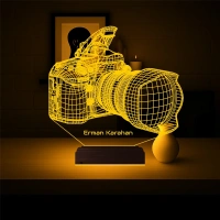 Fotoğraf Makinesi Fotoğrafçı Hediye Kişiye Özel 3D Lamba - Masa Gece Lambası