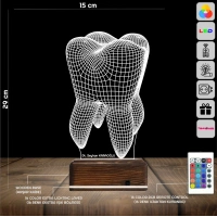 Diş Hekimi Diş Doktoru Hediye Kişiye Özel 3D Lamba - Masa Gece Lambası