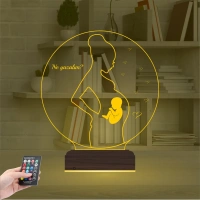 Hamile Kadın Anne Bebek Doğum Doktoru Hediye Kişiye Özel 3D Lamba - Masa Gece Lambası