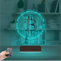 Bitcoin Kripto Para BTC Kişiye Özel 3D Lamba - Masa Gece Lambası Bitcoin Kripto Para BTC Kişiye Özel 3D Lamba - Masa Gece Lambası