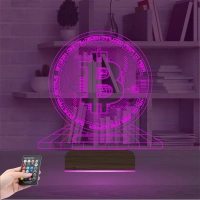 Bitcoin Kripto Para BTC Kişiye Özel 3D Lamba - Masa Gece Lambası