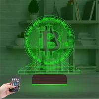 Bitcoin Kripto Para BTC Kişiye Özel 3D Lamba - Masa Gece Lambası