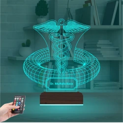 Doktor Hediye Tıp Logo Kişiye Özel 3D Lamba - Masa Gece Lambası