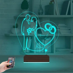 Gelin Damat Alyans Yüzük Seviliye Hediye Kişiye Özel 3D Lamba - Masa Gece Lambası Gelin Damat Alyans Yüzük Seviliye Hediye Kişiye Özel 3D Lamba - Masa Gece Lambası
