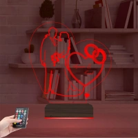 Gelin Damat Alyans Yüzük Seviliye Hediye Kişiye Özel 3D Lamba - Masa Gece Lambası
