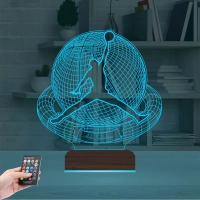 Baketbol Topu Basketçi Hediye Jordan Kişiye Özel 3D Lamba - Masa Gece Lambası