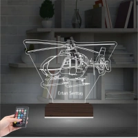 Helikopter Pilot Asker Hediye Kişiye Özel 3D Lamba - Masa Gece Lambası