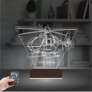 Helikopter Pilot Asker Hediye Kişiye Özel 3D Lamba - Masa Gece Lambası Helikopter Pilot Asker Hediye Kişiye Özel 3D Lamba - Masa Gece Lambası