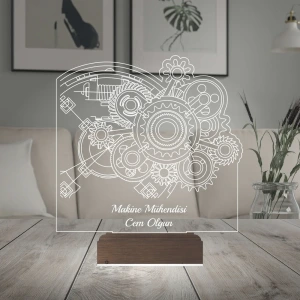 Makine Mühendisi Hediye Çark Tasarım Kişiye Özel 3D Lamba - Masa Gece Lambası Makine Mühendisi Hediye Çark Tasarım Kişiye Özel 3D Lamba - Masa Gece Lambası