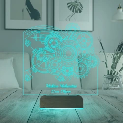 Makine Mühendisi Hediye Çark Tasarım Kişiye Özel 3D Lamba - Masa Gece Lambası Makine Mühendisi Hediye Çark Tasarım Kişiye Özel 3D Lamba - Masa Gece Lambası
